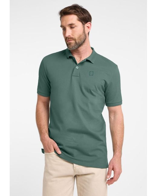 Elbsand Poloshirt Lias Gerippter Flachstrickkragen, normal geschnitten in Green für Herren