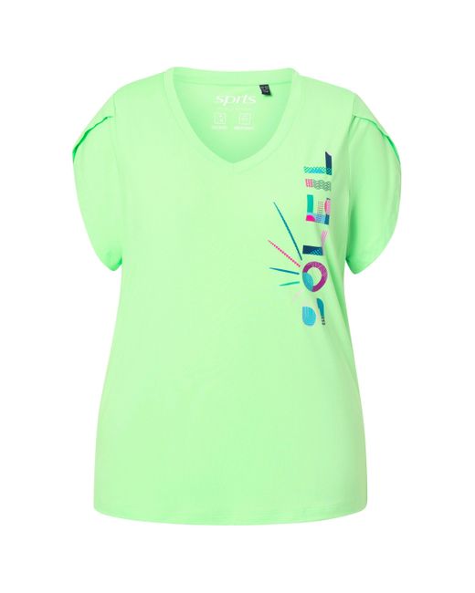 Ulla Popken Green T-Shirt Funktionsshirt Soleil Classic V-Ausschnitt Halbarm