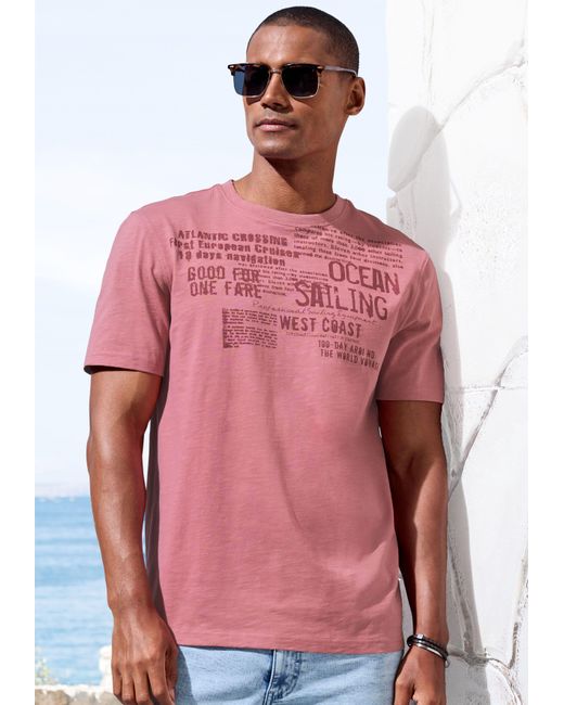 John Devin Shirt Regular-Fit, aus Slub-Qualität, mit Print in Pink für Herren