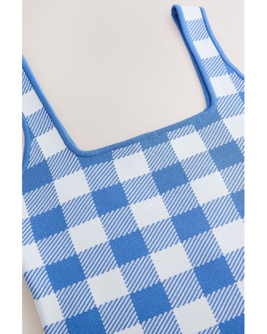 Next Blue Ä Gestricktes Trägertop mit Vichy-Karos (Kombiteil) (1-tlg)