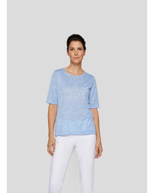Rabe Blue Rundhalsshirt im Streifenlook und mit Nieten