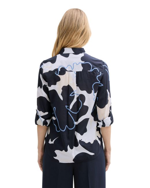 Tom Tailor Blue Langarmbluse mit All-Over Print