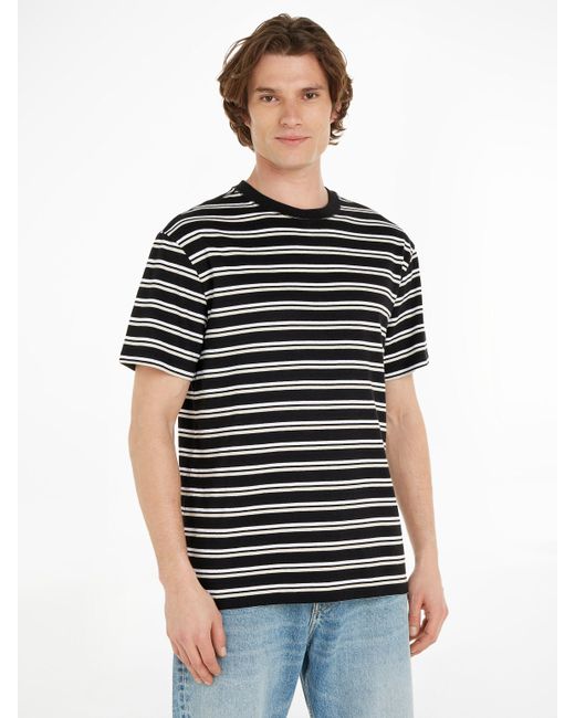 Tommy Hilfiger T-Shirt TJM REG EASY STRIPE TEE mit mehrfarbigen Streifen in Black für Herren