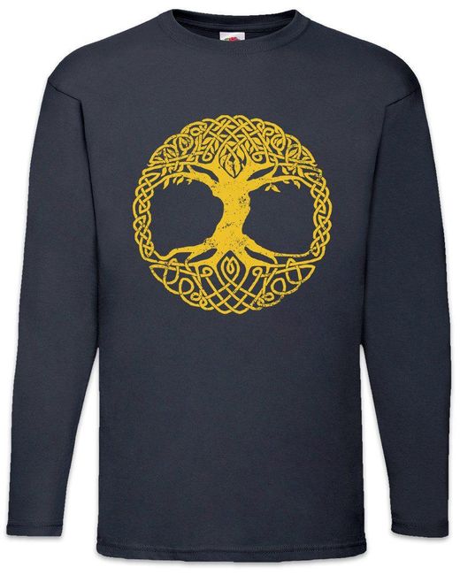 Urban Backwoods Langarmshirt Yggdrasil Tree Logo IV Langarm T-Shirt Arsen Tyr Irminsul Of Thor Life in Blue für Herren