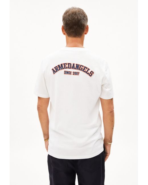 ARMEDANGELS Print- MAARKOS (1-tlg) Heavyweight T-Shirt aus recyceltem Baumwoll Mix in White für Herren