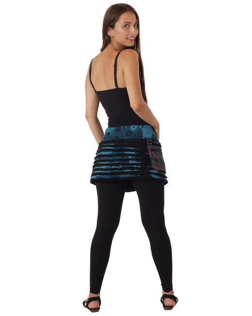 PUREWONDER Black Wickelrock Rock mit Patchwork sk24 Baumwolle Einheitsgröße