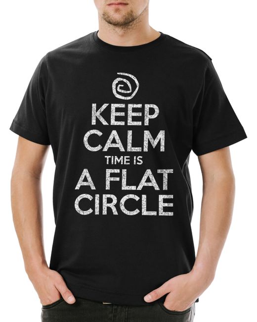 Urban Backwoods Print- Keep Calm Time Is A Flat Zirkel T-Shirt True Towards Tomorrow in Black für Herren