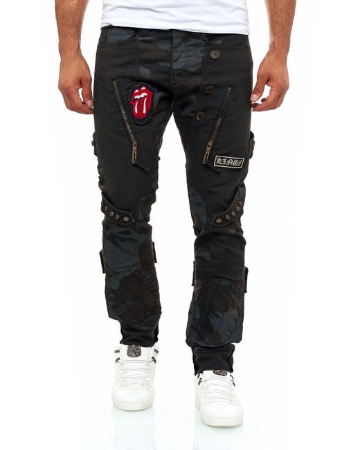 KINGZ Bequeme Jeans im stylischen Military-Look in Schwarz für Herren |  Lyst DE