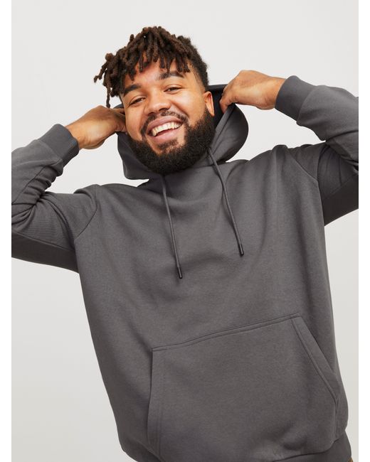 Jack & Jones Kapuzensweatshirt JJEBRADLEY SWEAT HOOD NOOS PLS mit Rippbündchen in Gray für Herren