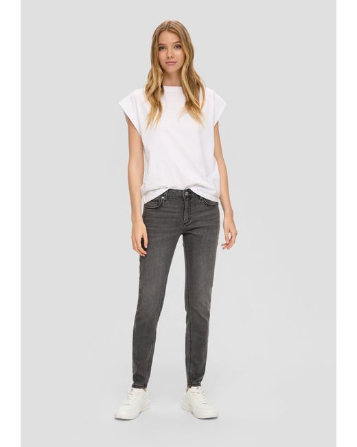 QS White Stoffhose Jeans Sadie / Mid Rise / Skinny Leg