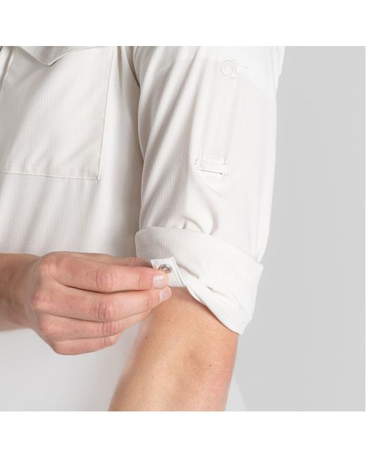 Craghoppers Funktionshemd NosiLife PRO Shirt III Langarm Hemd Insektenabweisend in White für Herren