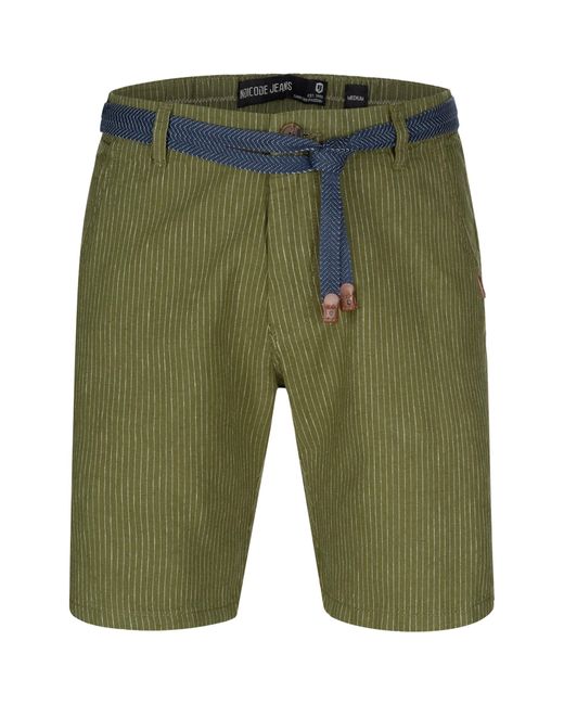 INDICODE Chinoshorts Enford mit abnehmbaren, gemusterten Bindegürtel in Green für Herren