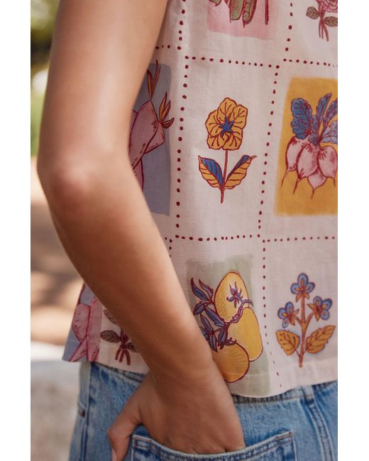Next Natural Shirttop Patchwork-Weste mit aufgesticktem Gemüse (1-tlg)
