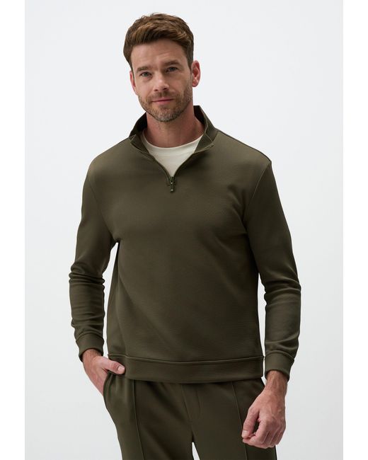 Jimmy Key Green Reißverschluss Kragen Entspannte Passform Sweatshirt