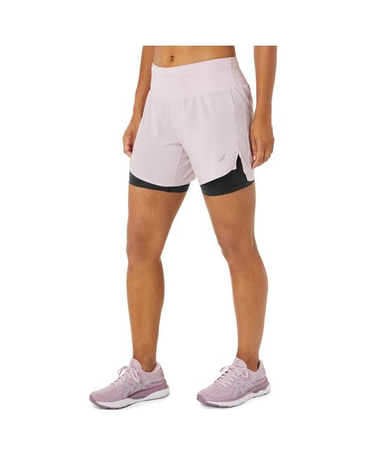 Asics Pink 2-in-1-Shorts ROAD 2in1 5,5inch Short Lady 2012A771-713 Laufhosen-Tight Kombination