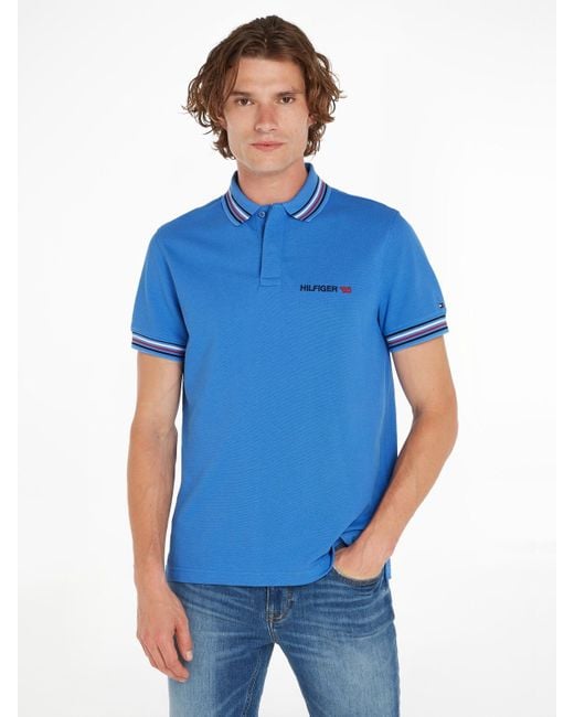 Tommy Hilfiger Poloshirt CONTRAST GLOBAL STRIPE REG POLO mit kontrastfarbenen Details in Blue für Herren