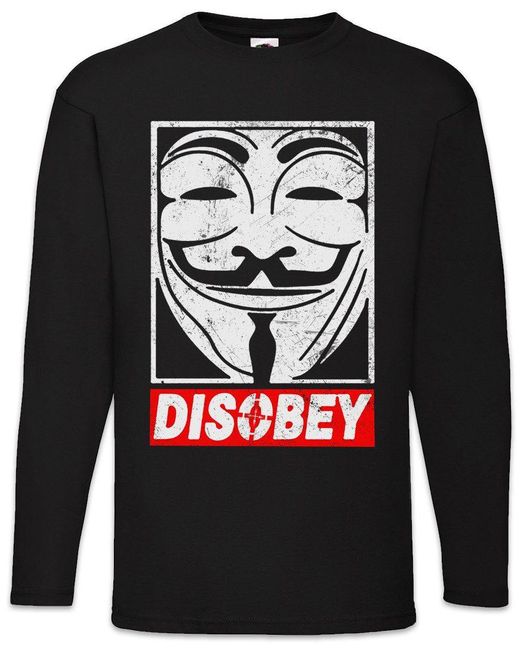 Urban Backwoods Langarmshirt Anonymous Disobey Langarm T-Shirt We Are Guy For Fawkes V Hacker Mask in Black für Herren
