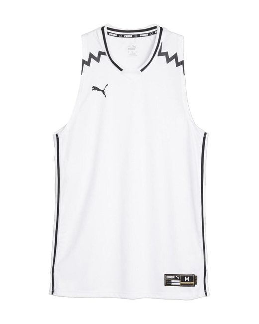 PUMA White T-Shirt Hoops Team Game Trikot Polyester