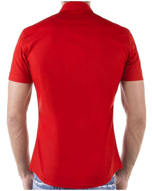 Redbridge Kurzarmhemd Slim Fit – Eleganter Look, Stretch-Material, Figurbetont in Red für Herren