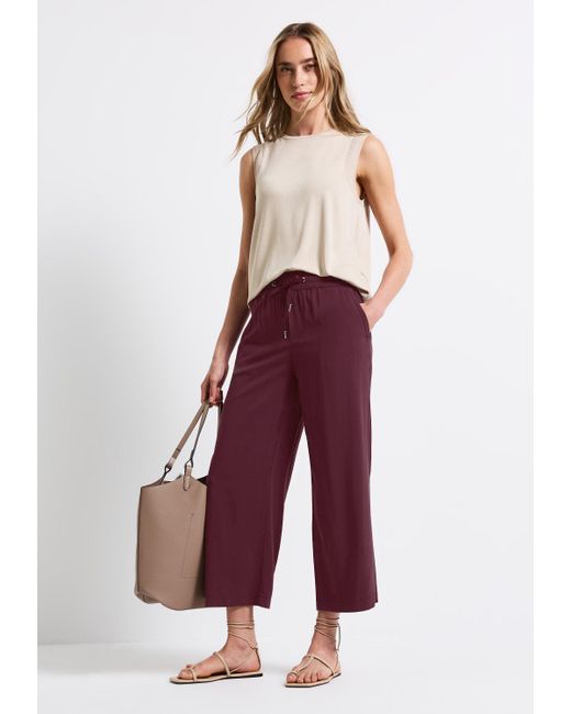Street One Red Stoffhose Style Emee elastischem Bund mit Tunnelzug
