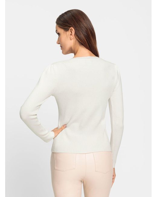 heine White Strickpullover Feinstrickpullover
