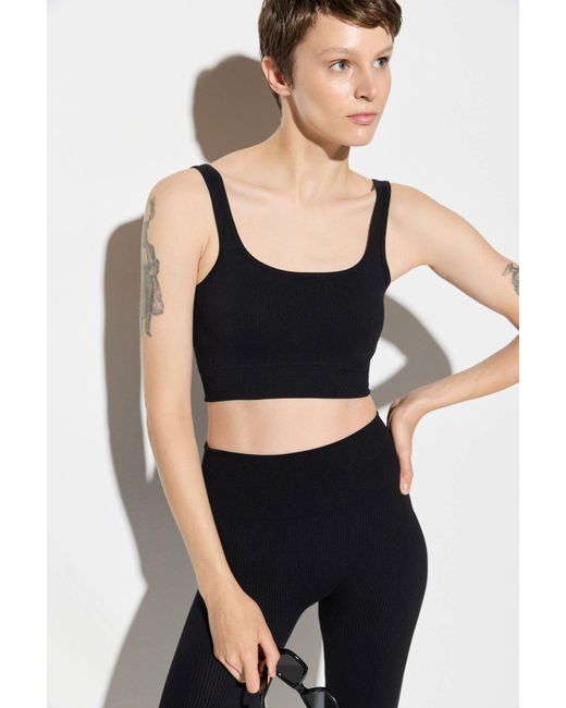 No Matter What Black Crop-Top Nahtloser Brustpolster-BH