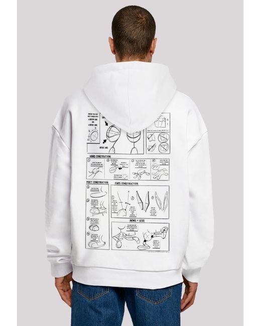 F4NT4STIC Kapuzenpullover Looney Tunes Bugs Bunny Construction Print in White für Herren