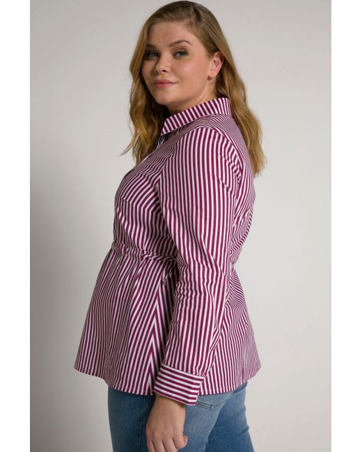 Ulla Popken Purple Hemdbluse Bellieva-Streifenbluse weitenverstellbar Langarm Schwangerschaft
