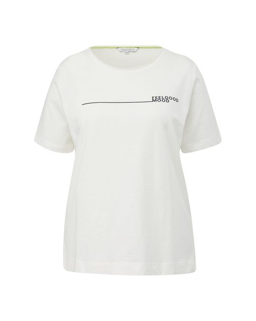 TRIANGL White Kurzarmshirt T-Shirt mit Schriftprint Rollsaumblende, Artwork