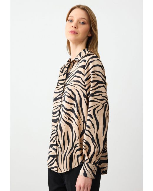 Jimmy Key Natural Shirtbluse Beiges Hemd Mit Zebramuster