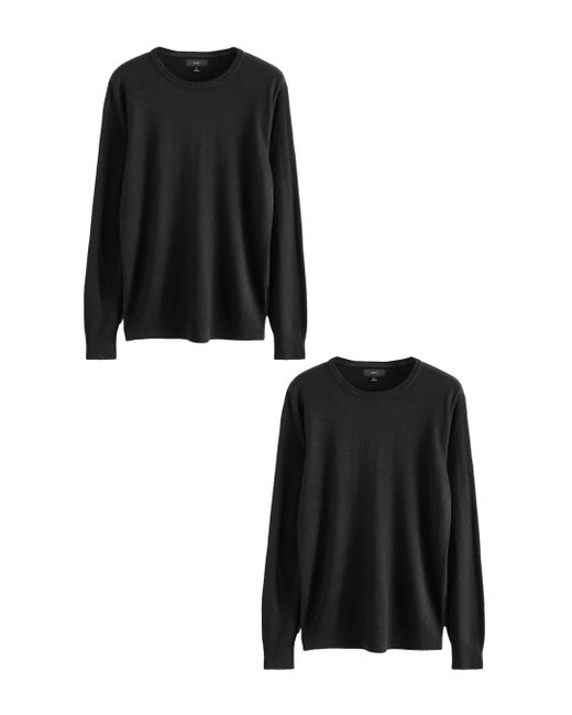Next Rundhalspullover 2er-Pack Rundhals-Pullover mit weicher Haptik (2-tlg) in Black für Herren