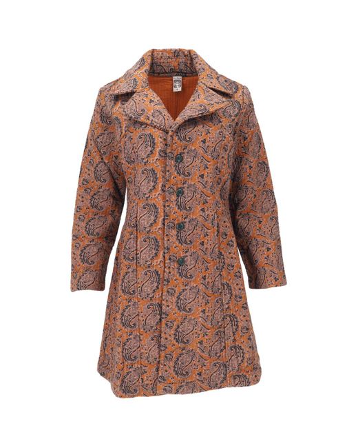 Guru-Shop Brown Langjacke Steppjacke, Kurzmantel, Boho Steppmantel -.. alternative Bekleidung