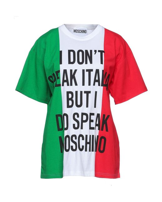 Moschino Red -, COUTURE ! Oversize -Shirt. Print , DON ́T ITALIAN BUT I DO SPEAK
