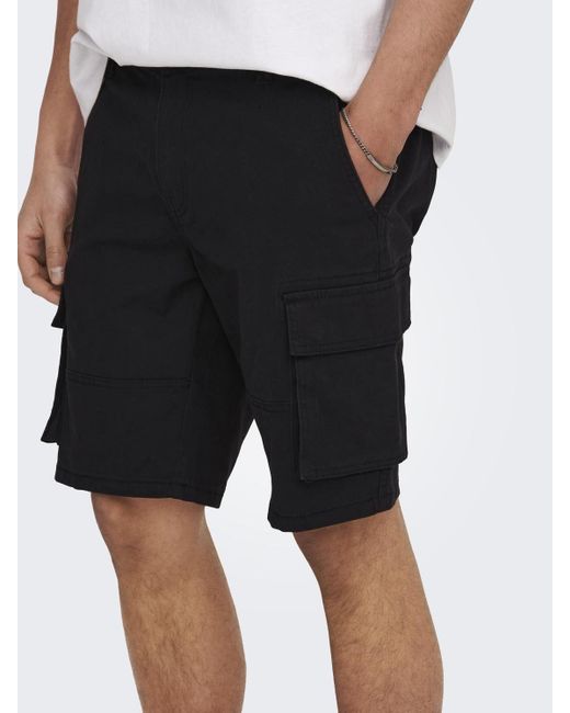 Only & Sons Cargoshorts Cargo Shorts Pants Lässige Sommer Hose 7345 in Schwarz in Black für Herren