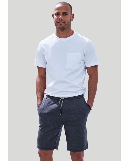 John Devin Sweatshorts weit geschnitten in Melange-Optik aus Baumwoll-Mix in Blue für Herren
