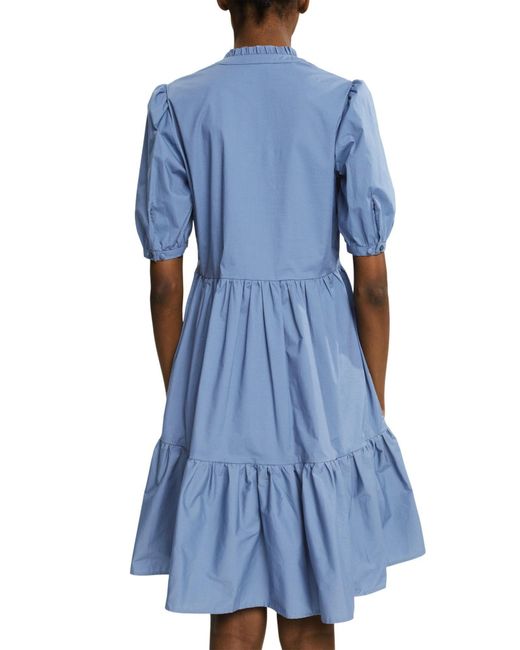 Esprit Collection Midikleid Volant-Kleid aus Baumwolle in Blau | Lyst DE