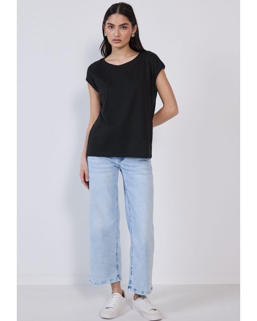 STREET ONE STUDIO Black T-Shirt mit U-Boot-Ausschnitt