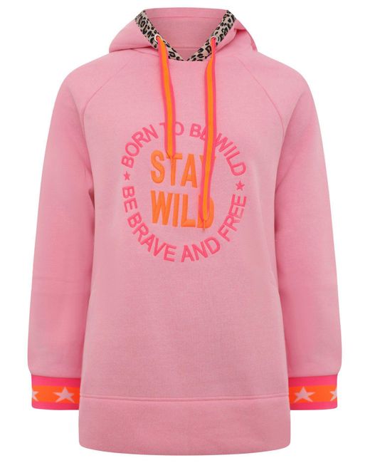 Zwillingsherz Pink Sweatshirt Frontprint, detailreiche Kapuze