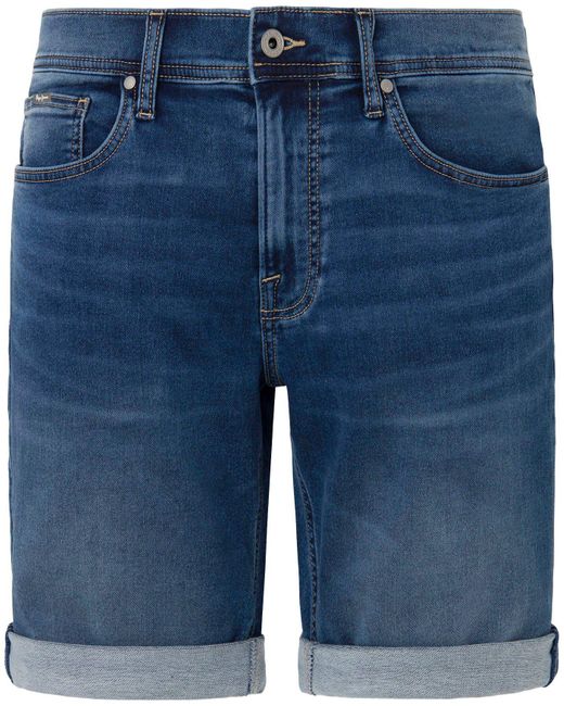 Pepe Jeans Jeansshorts mit umgeschlagenem Bund in Blue für Herren