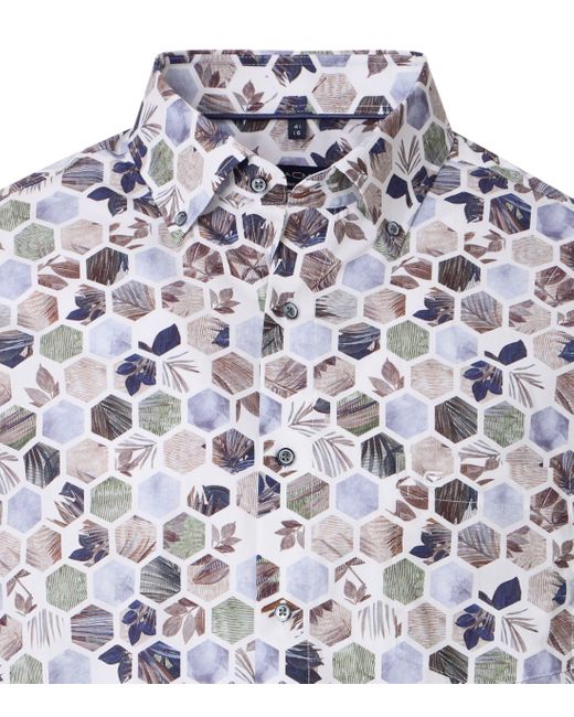 CASA MODA Businesshemd Kurzarm Print in Blue für Herren