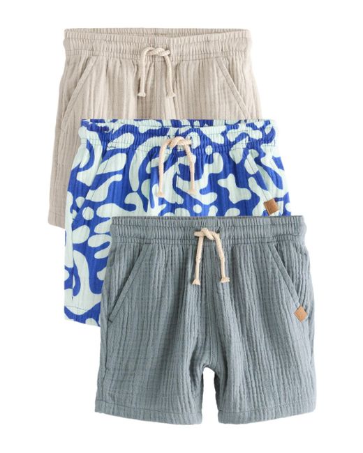 Next Weiche, strukturierte Baumwoll-Shorts, 3er-Pack (3-tlg) in Blue für Herren