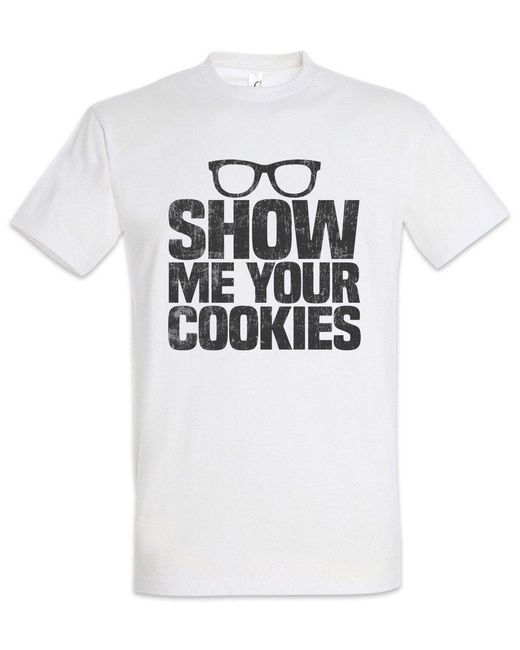 Urban Backwoods Print- Show Me Your Cookies T-Shirt Weiß Größe XL in White für Herren