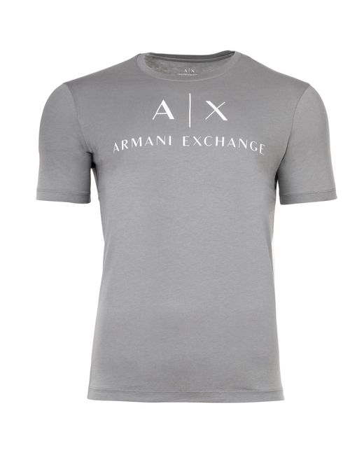 Armani Exchange T-Shirt - Schriftzug, Rundhals, Cotton in Gray für Herren