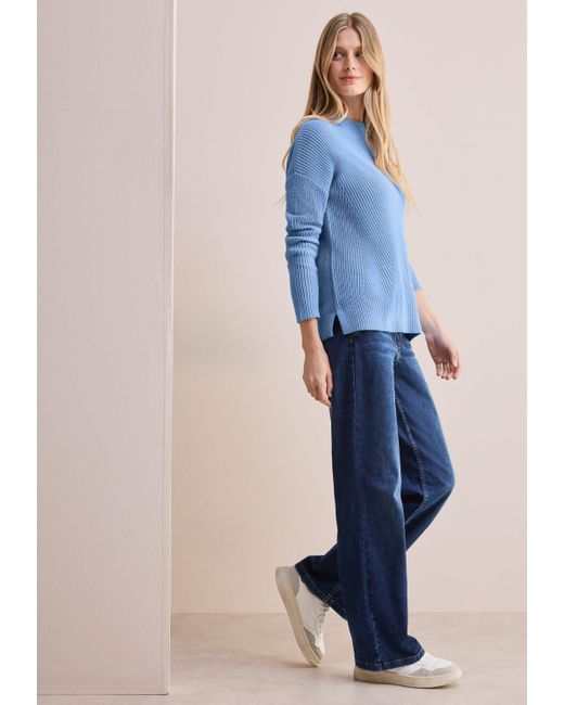 Cecil Blue Langarmbluse Strukturpullover