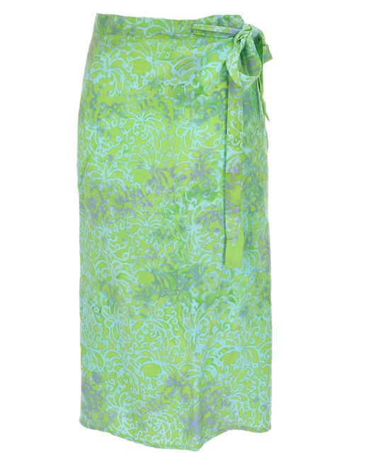 Guru-Shop Green Minirock 3/4 Wickelrock, Bali Sarong Strandrock,..