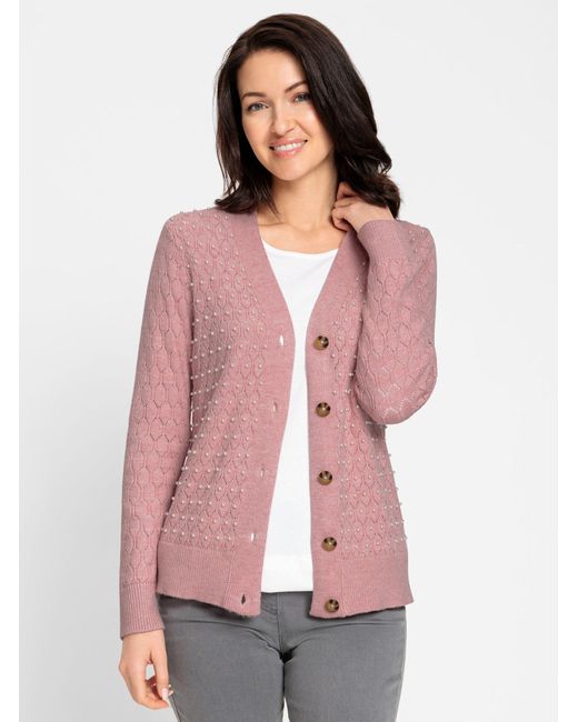 WITT Pink Strickjacke Ajourstrickjacke