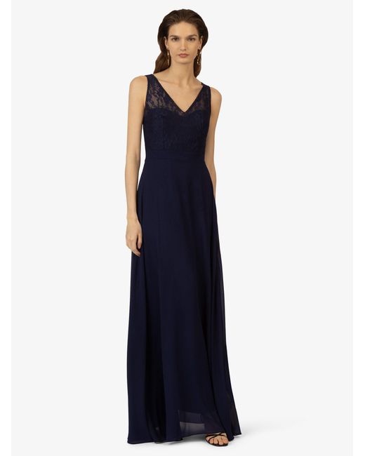 Kraimod Blue Abendkleid aus hochwertigem Polyester Material mit tiefer V-Ausschnitt