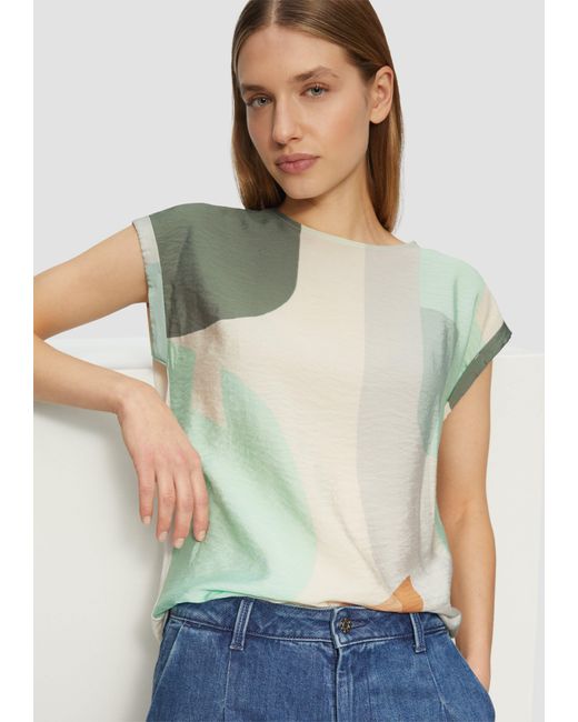 S.oliver White Shirttop T-Shirt im Fabricmix mit vorderseitigem Print