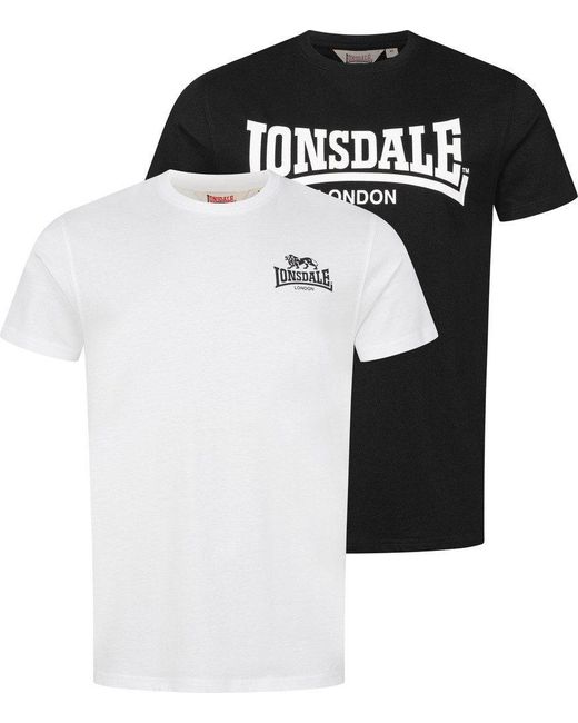 Lonsdale Yarnbrook T-Shirt Normale Passform Doppelpack in Black für Herren