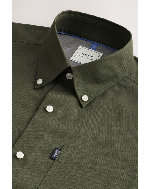 Next Kurzarmhemd Bügelleichtes Button-down-Oxfordhemd, Kurzarm (1-tlg) in Green für Herren